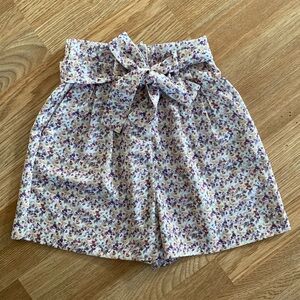ZARA High Waisted Printed Paperbag Shorts
